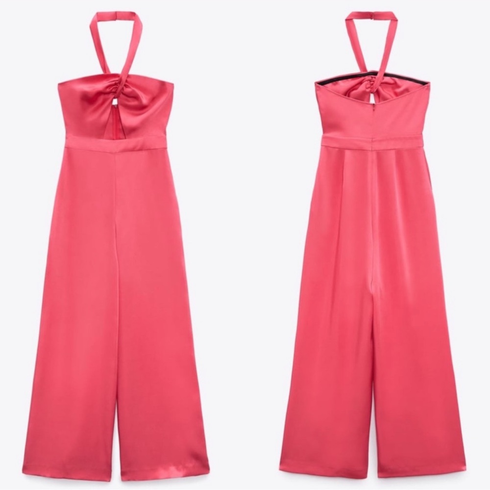 ZARA SATIN EFFECT CUT OUT JUMPSUIT NWT XS